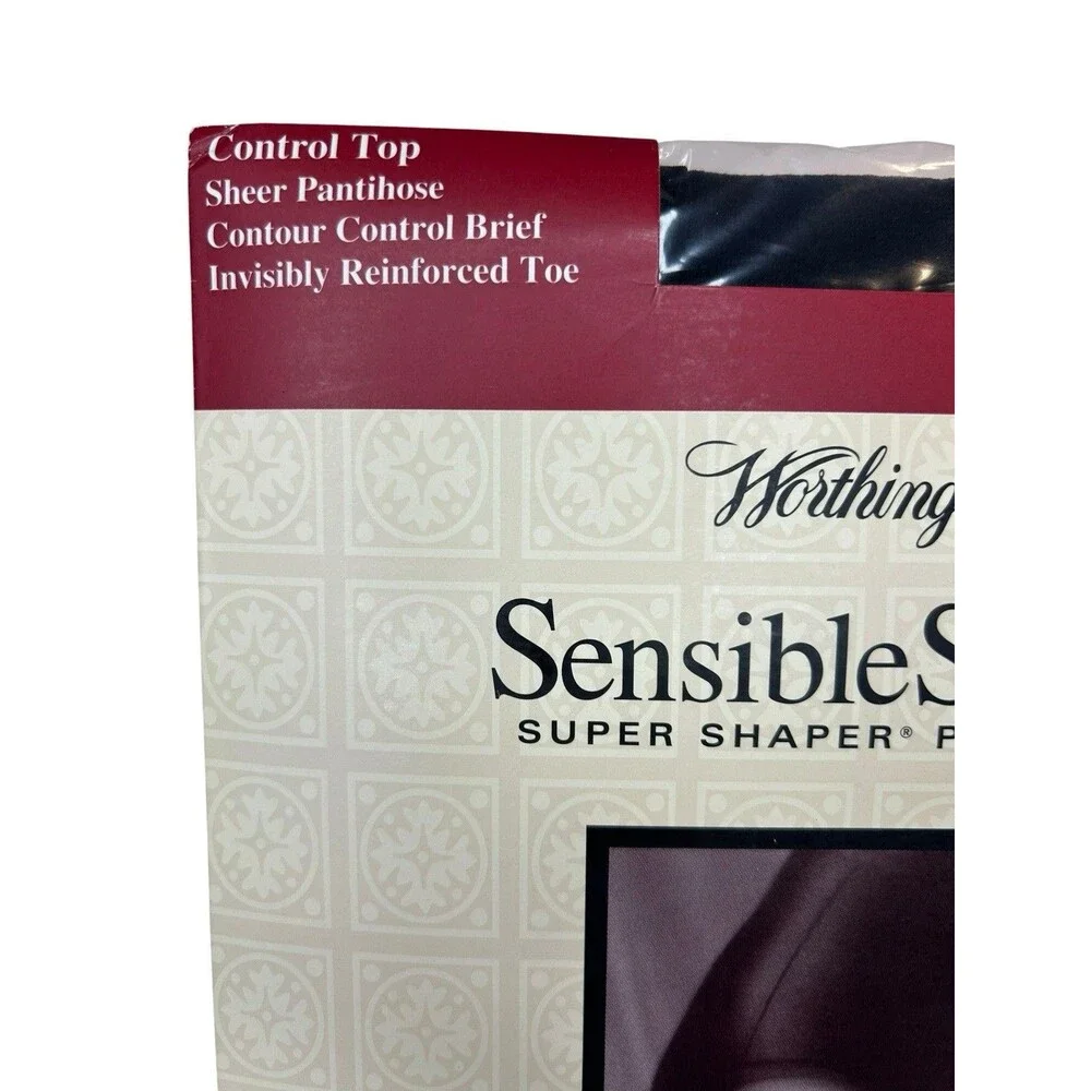 Worthington Sensible Sheers Super Shaper Pantihose LONG OFF BLACK Control Brief